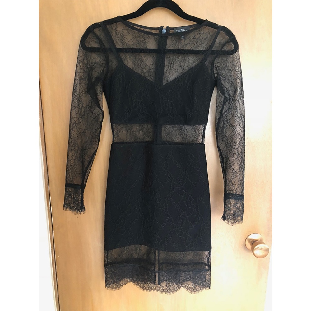 Topshop Black Lace Mini Dress